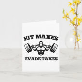 Hit Maxes Evade Taxes Funny Gym Fitness Lifting Wo カード (黄色い花)