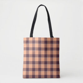 Hit Pink and Livid Brown Plaid トートバッグ