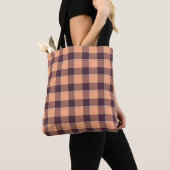Hit Pink and Livid Brown Plaid トートバッグ (クローズアップ)