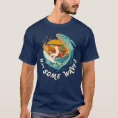 Hit Some Waves Retro Sunset Surfing 80s 90s Surfer Tシャツ (正面)