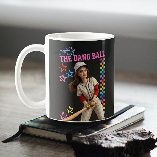 Hit The Dang Ball Funny Baseball Mom Doll Face コーヒーマグカップ