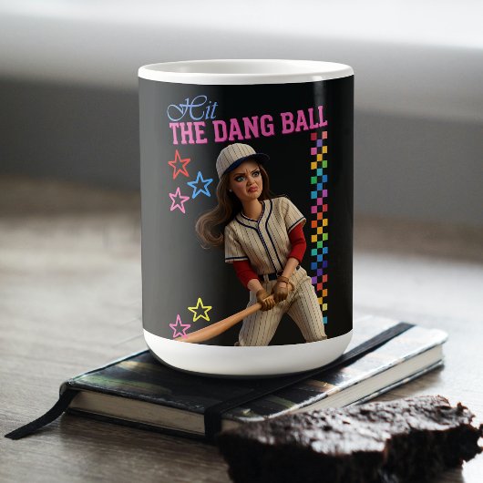Hit The Dang Ball Funny Baseball Mom Doll Face コーヒーマグカップ