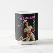 Hit The Dang Ball Funny Baseball Mom Doll Face コーヒーマグカップ (中央)