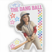 Hit The Dang Ball Funny Baseball Mom Doll Face シール (正面)