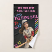 Hit The Dang Ball Funny Baseball Mom Doll Face バスタオルセット (ハンドタオル)