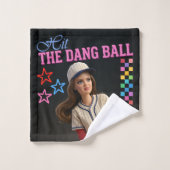 Hit The Dang Ball Funny Baseball Mom Doll Face バスタオルセット (ウォッシュタオル)