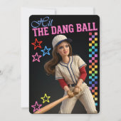 Hit The Dang Ball Funny Baseball Mom Doll Face 招待状 (正面)