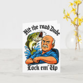 Hit The Road Dude Lock Em' Up Funny Design カード (黄色い花)