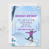 Hit the Slopes, Snowboard Girl Birthday 招待状 (正面)