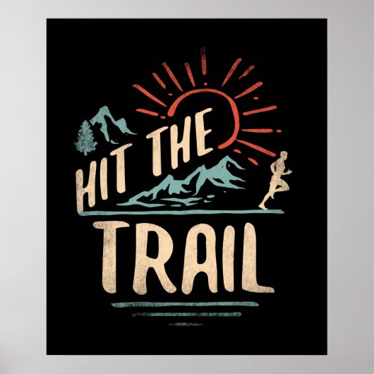 Hit the Trail Runner -レトロスタイルランニングヴィンテージ ポスター (正面)
