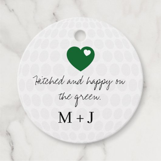 'Hitched and Happy on the Green' Wedding Favor  フェイバータグ (正面)