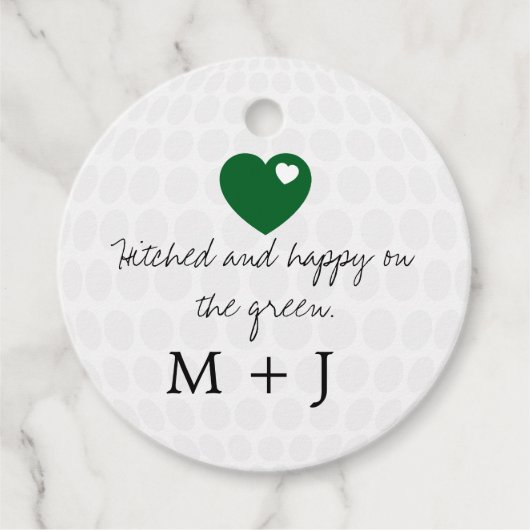 'Hitched and Happy on the Green' Wedding Favor  フェイバータグ (正面)
