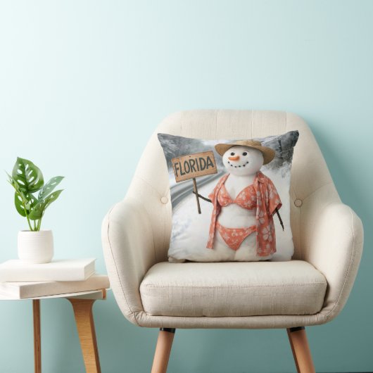 Hitchhiking Snow Lady With Florida Sign クッション (椅子)