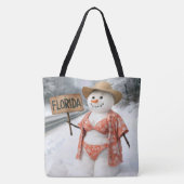 Hitchhiking Snow Lady With Florida Sign トートバッグ (裏面)