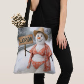 Hitchhiking Snow Lady With Florida Sign トートバッグ (クローズアップ)