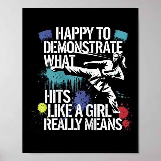 Hits Like A Girl Martial Arts Pride Quote  ポスター (正面)