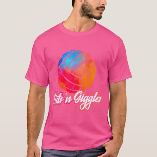 Hits 'N Giggles Volleyball Player Women Volleyball Tシャツ (正面)