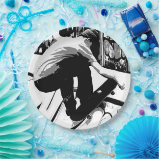 Hitting the Ramp - Skateboarder ペーパープレート