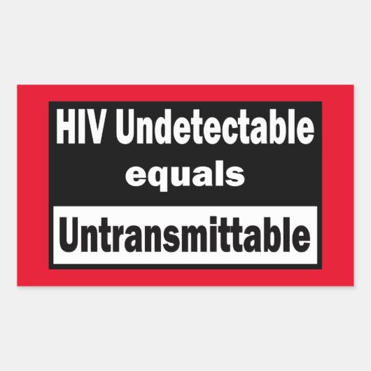 HIVの検出不可能はHIVの送信不能に等しい 長方形シール (正面)