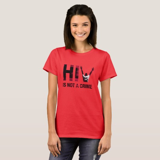 HIVは犯罪ではない – グランジ Red Art Tシャツ (正面フル)