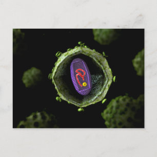 HIVウイルスの顕微鏡的視点、断面 ポストカード