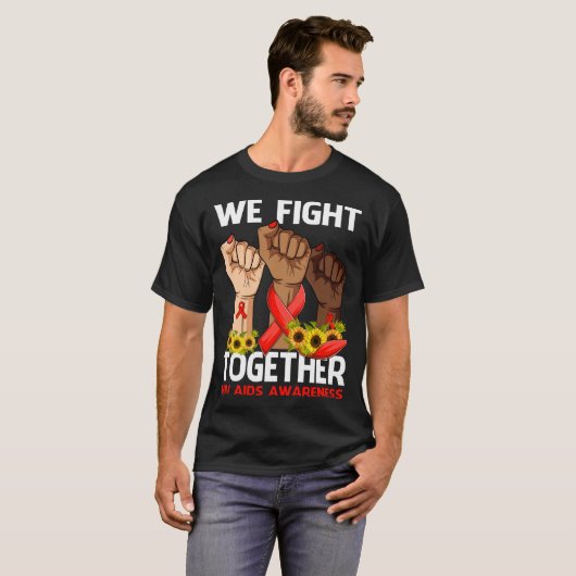 HIVエイズ認識度ひまわり Tシャツ (正面フル)