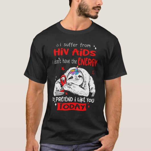 Hivエイズ認識度私は今日あなたが好きリボンレッド Tシャツ (正面)