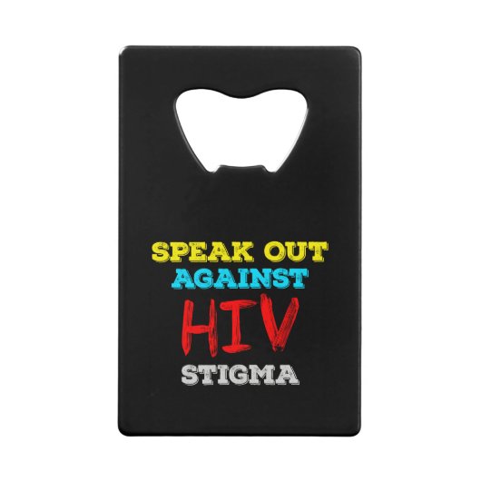 HIV話への偏見に対する対策 – AIDS認識度 クレジットカード栓抜き (正面)