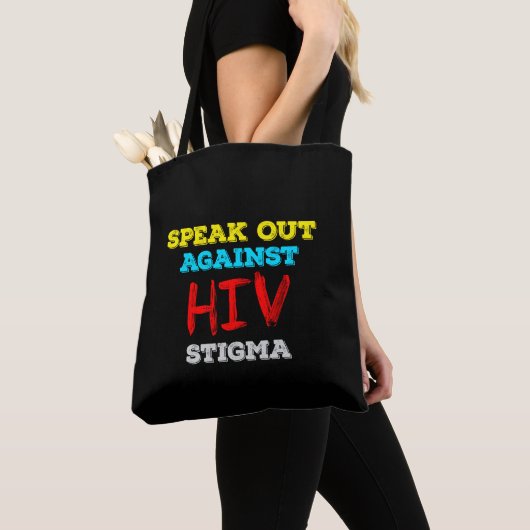 HIV話への偏見に対する対策 – AIDS認識度 トートバッグ (クローズアップ)