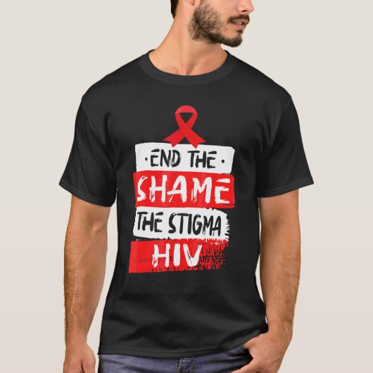 HIV・エイズ啓発月間 恥をなくそう 偏見をなくそう Tシャツ (正面)