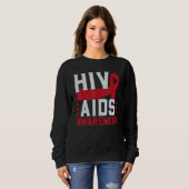 HIV・エイズ啓発 レッドリボン 障害 スウェットシャツ (正面フル)