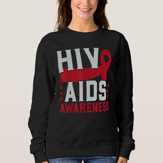 HIV・エイズ啓発 レッドリボン 障害 スウェットシャツ (正面)