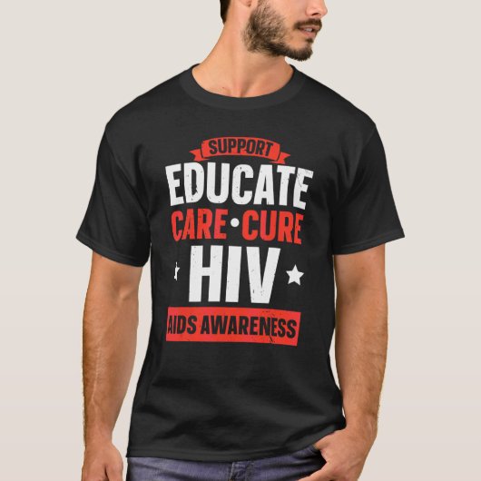HIV・エイズ啓発・教育・ケア・治療を支援する Tシャツ (正面)