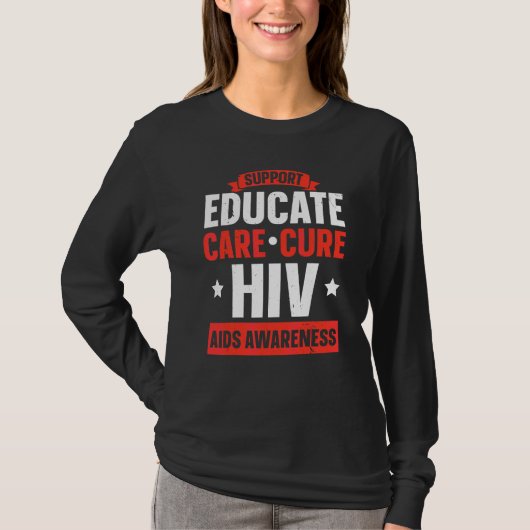 HIV・エイズ啓発・教育・ケア・治療を支援する Tシャツ (正面)