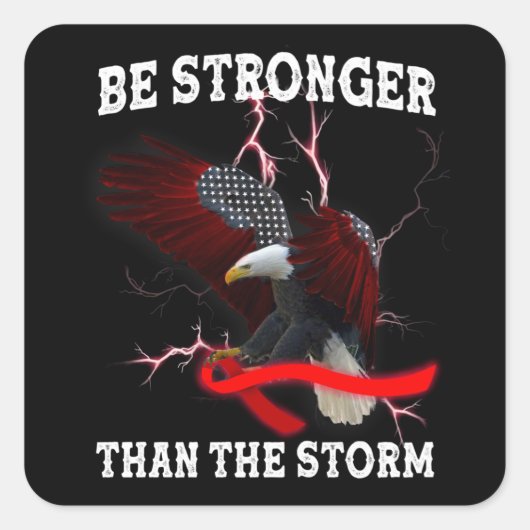 HIV AIDS認識度イーグルレッドリボンHIVテーマT-S スクエアシール (正面)