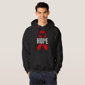 HIV AIDS認識度月希望リボン赤い世界の援助 パーカ (正面フル)