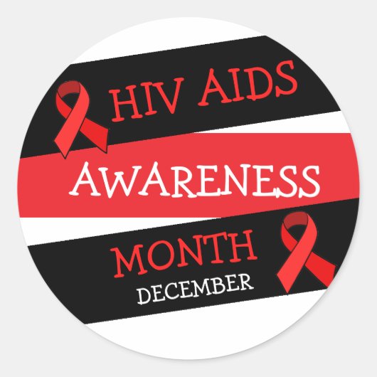 HIV AIDS認識度月12月シール ラウンドシール (正面)