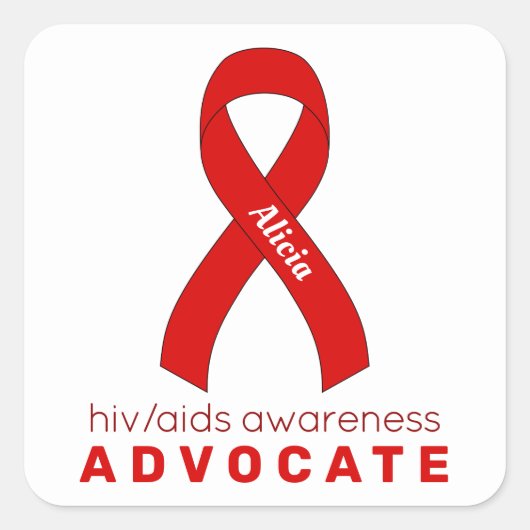 HIV/AIDS Advocateホワイトスクエアステッカー スクエアシール (正面)