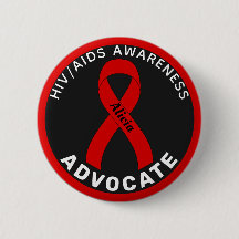 HIV/AIDS Advocateリボンブラックボタン