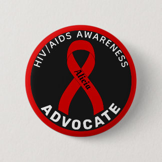 HIV/AIDS Advocateリボンブラックボタン 缶バッジ