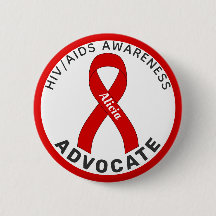 HIV/AIDS Advocateリボンホワイトボタン