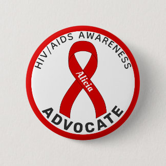 HIV/AIDS Advocateリボンホワイトボタン 缶バッジ