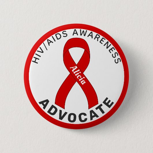 HIV/AIDS Advocateリボンホワイトボタン 缶バッジ (正面)