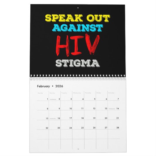 HIV/AIDS Awareness - Customizable カレンダー (2月 2026)