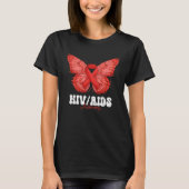 HIV AIDS Awareness Month Red Ribbon Butterfly Tシャツ (正面)