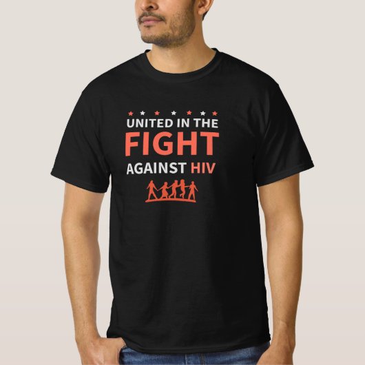 HIV Tシャツとの闘い – 認識度、サポート、およびH Tシャツ (正面)