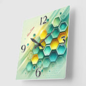 HiveTime オリジナル六角形デザイン|壁掛け時計 スクエア壁時計 (傾斜)