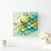 HiveTime Customizable Hexagon Design |  Wall Clock スクエア壁時計 (ホーム)