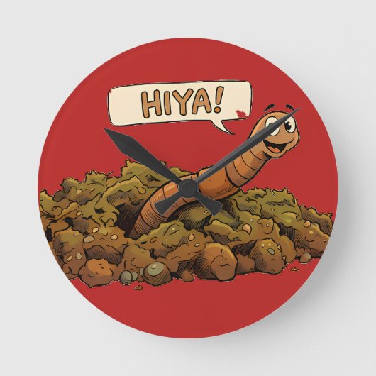 "Hiya!" 土の中から ラウンド壁時計 (正面)