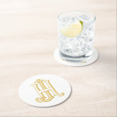 HJモノグラムまたはJHモノグラムコースター ラウンドペーパーコースター (インサイチュ)